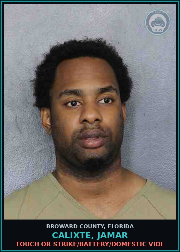 Booking mugshot of CALIXTE, JAMAR in Broward County
