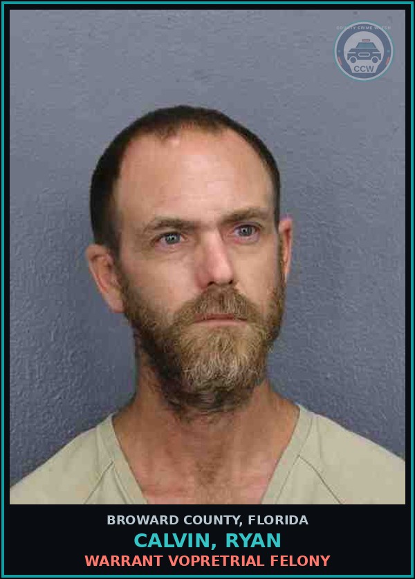Booking mugshot of CALVIN, RYAN in Broward County