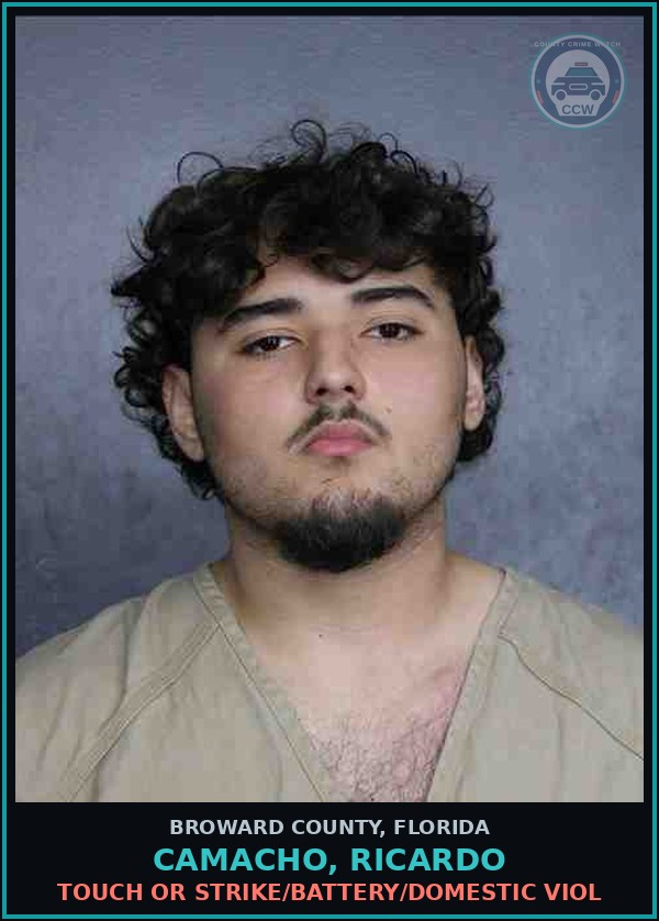 Booking mugshot of CAMACHO, RICARDO in Broward County