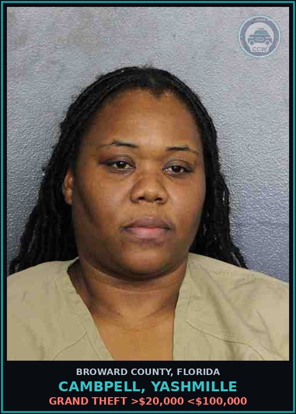 Booking mugshot of CAMBPELL, YASHMILLE in Broward County