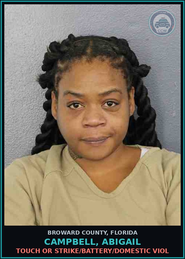Booking mugshot of CAMPBELL, ABIGAIL in Broward County