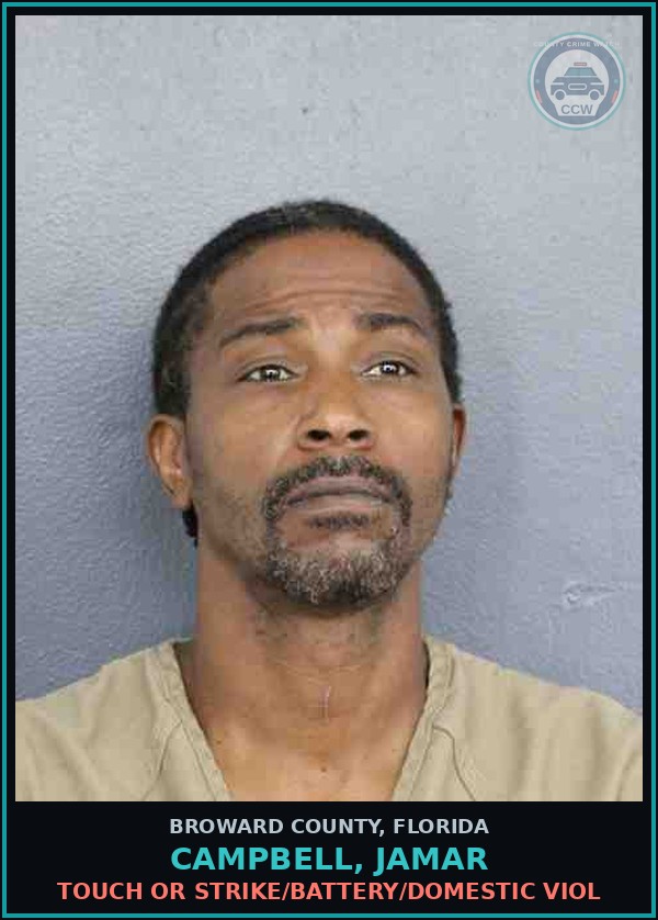 Booking mugshot of CAMPBELL, JAMAR in Broward County
