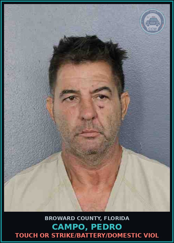 Booking mugshot of CAMPO, PEDRO in Broward County