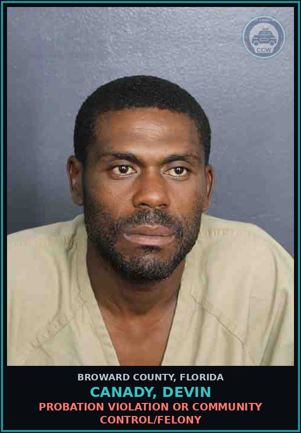 Booking mugshot of CANADY, DEVIN in Broward County