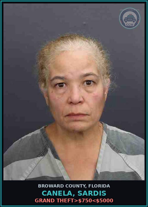 Booking mugshot of CANELA, SARDIS in Broward County