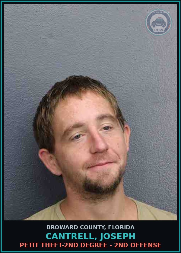 Booking mugshot of CANTRELL, JOSEPH in Broward County