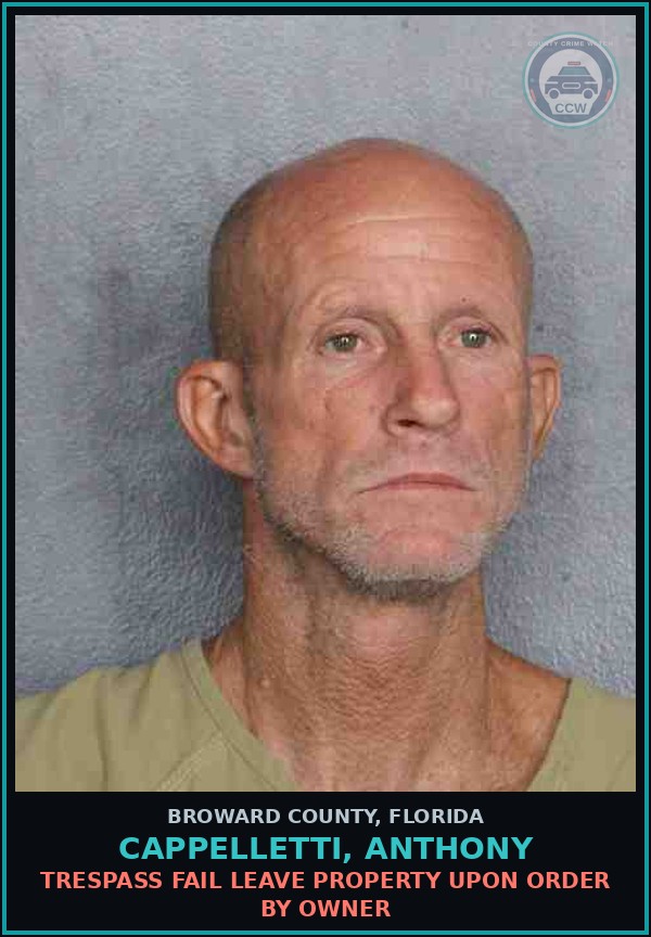 Booking mugshot of CAPPELLETTI, ANTHONY in Broward County