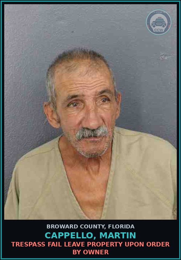 Booking mugshot of CAPPELLO, MARTIN in Broward County