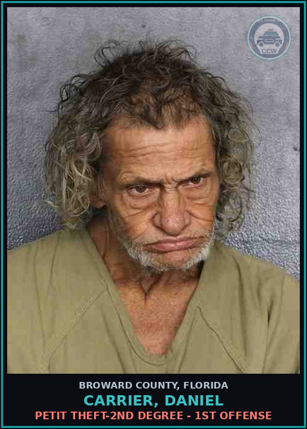 Booking mugshot of CARRIER, DANIEL in Broward County