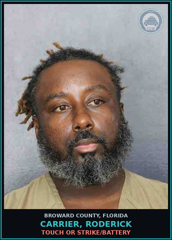 Booking mugshot of CARRIER, RODERICK in Broward County