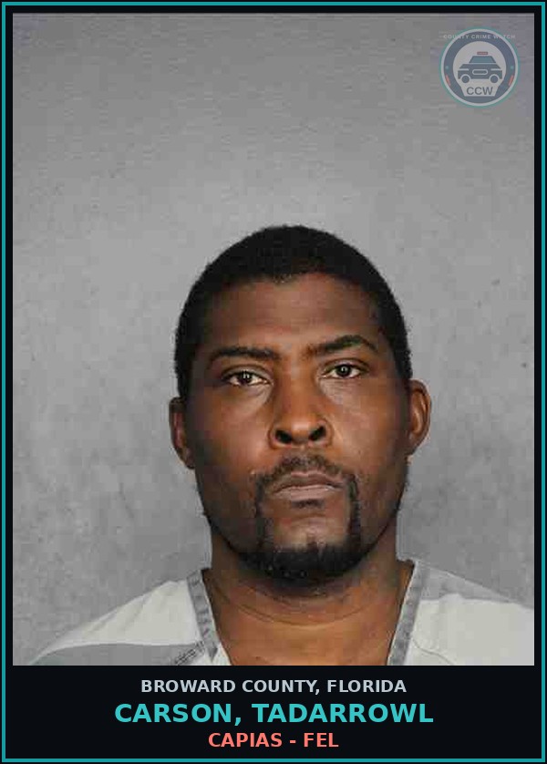 Booking mugshot of CARSON, TADARROWL in Broward County