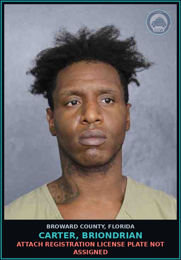 Booking mugshot of CARTER, BRIONDRIAN in Broward County