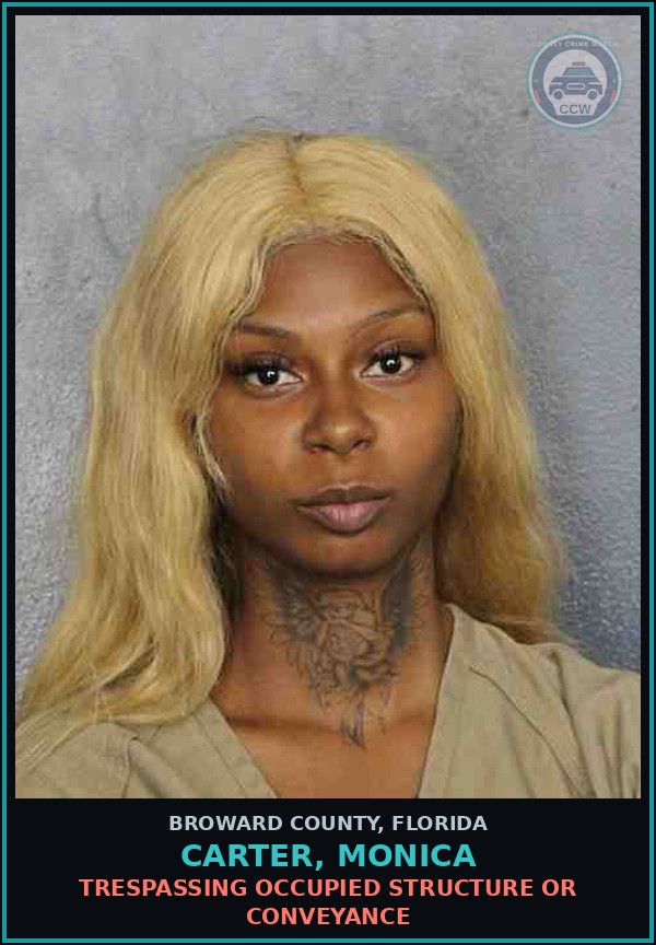 Booking mugshot of CARTER, MONICA in Broward County
