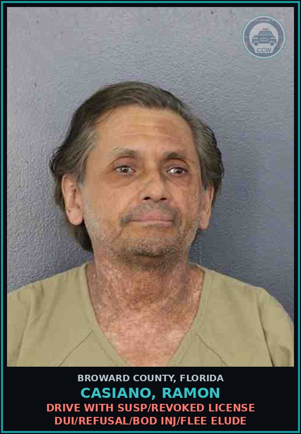 Booking mugshot of CASIANO, RAMON in Broward County
