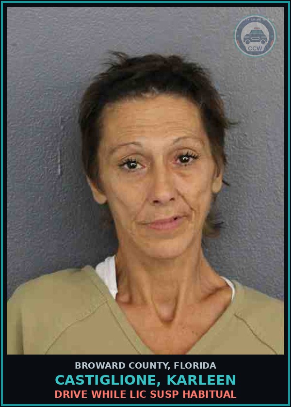 Booking mugshot of CASTIGLIONE, KARLEEN in Broward County