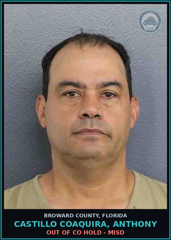 Booking mugshot of CASTILLO COAQUIRA, ANTHONY in Broward County