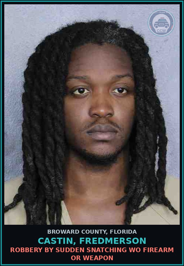 Booking mugshot of CASTIN, FREDMERSON in Broward County