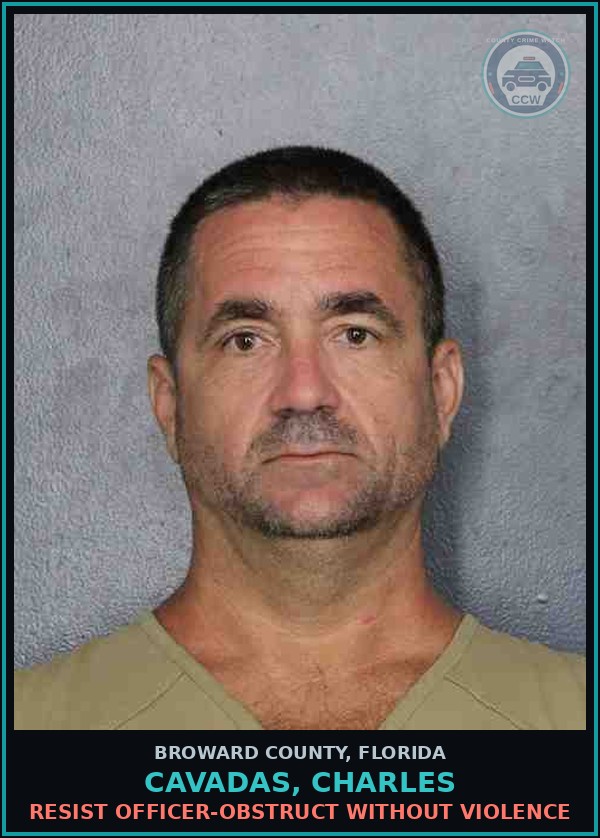 Booking mugshot of CAVADAS, CHARLES in Broward County