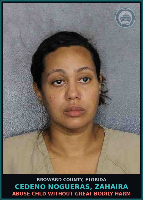 Booking mugshot of CEDENO NOGUERAS, ZAHAIRA in Broward County
