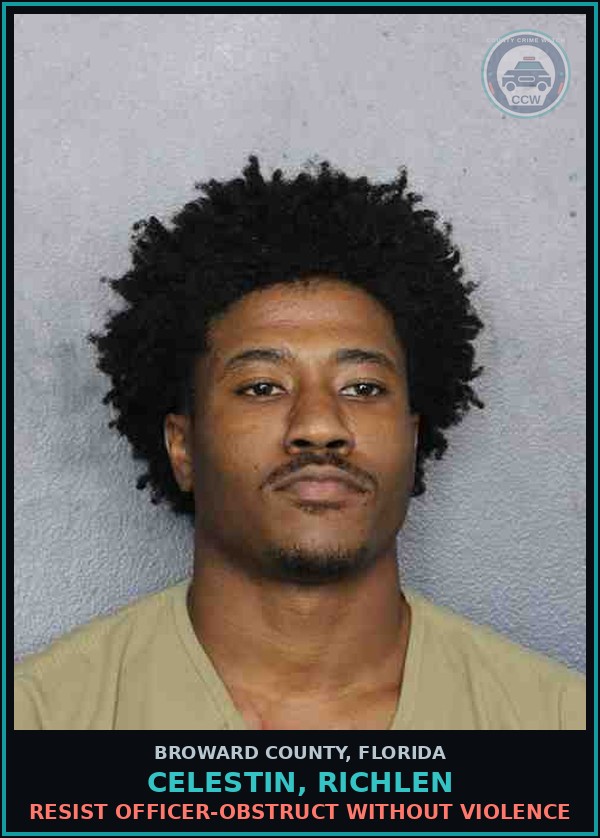 Booking mugshot of CELESTIN, RICHLEN in Broward County