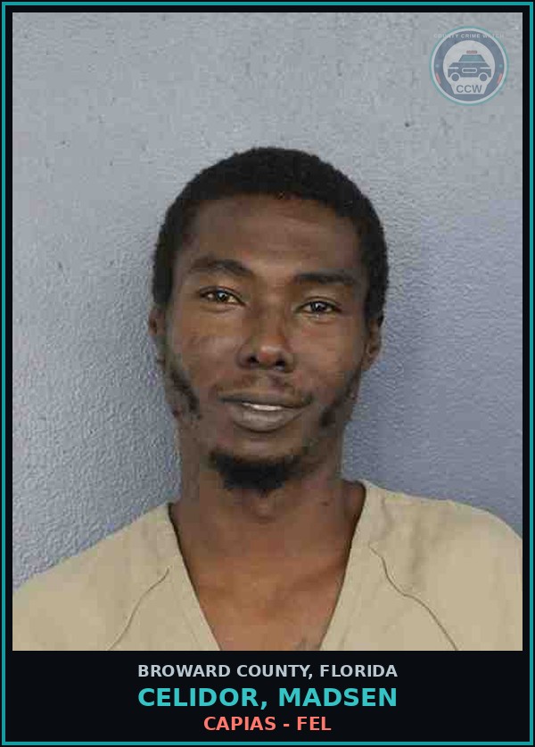 Booking mugshot of CELIDOR, MADSEN in Broward County