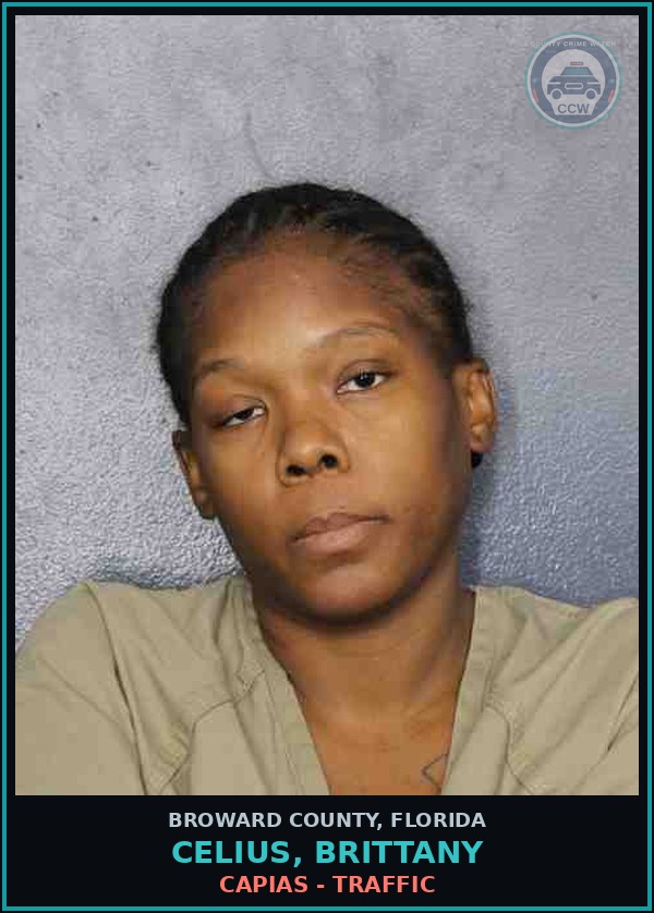 Booking mugshot of CELIUS, BRITTANY in Broward County