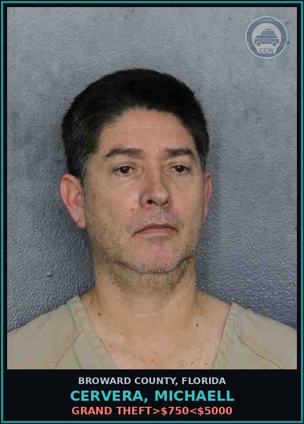 Booking mugshot of CERVERA, MICHAELL in Broward County