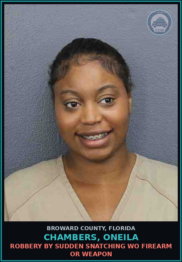 Booking mugshot of CHAMBERS, ONEILA in Broward County