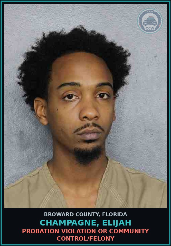 Booking mugshot of CHAMPAGNE, ELIJAH in Broward County