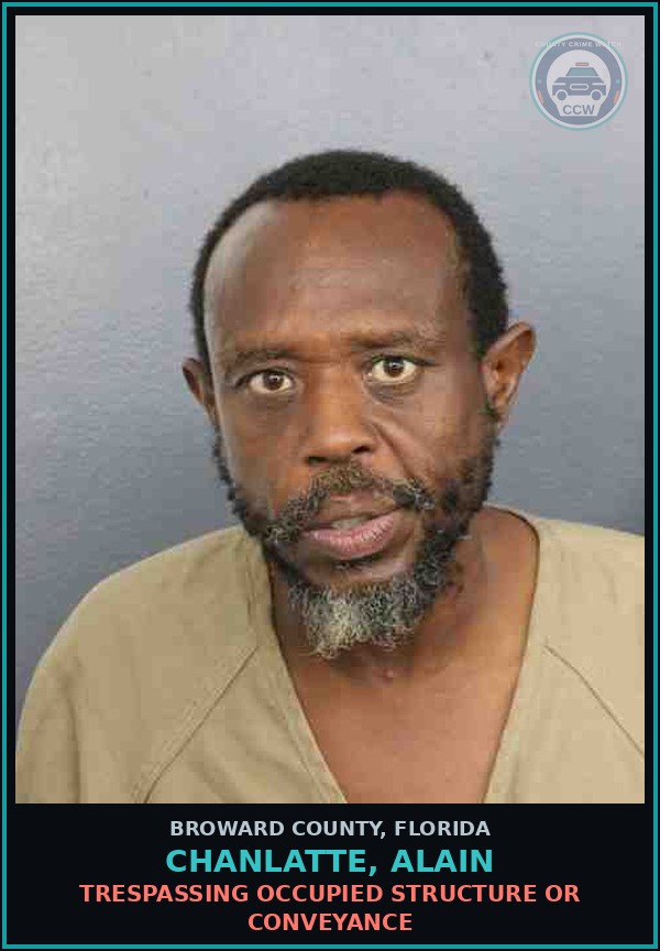 Booking mugshot of CHANLATTE, ALAIN in Broward County