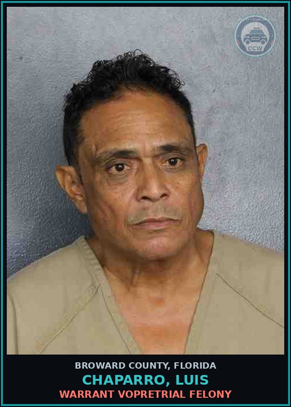 Booking mugshot of CHAPARRO, LUIS in Broward County