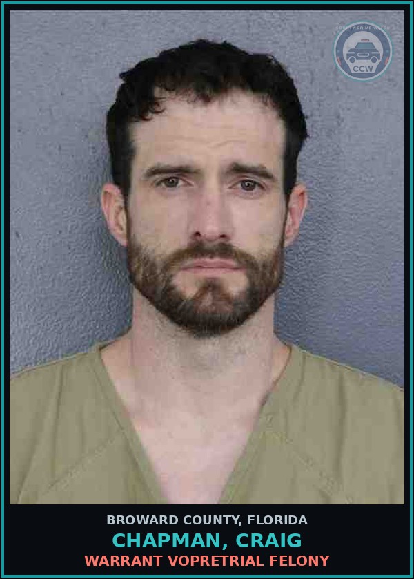 Booking mugshot of CHAPMAN, CRAIG in Broward County