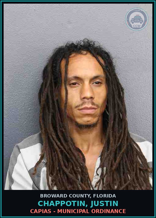 Booking mugshot of CHAPPOTIN, JUSTIN in Broward County