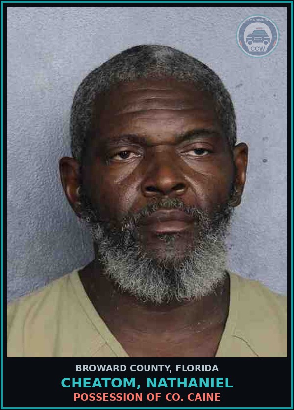 Booking mugshot of CHEATOM, NATHANIEL in Broward County