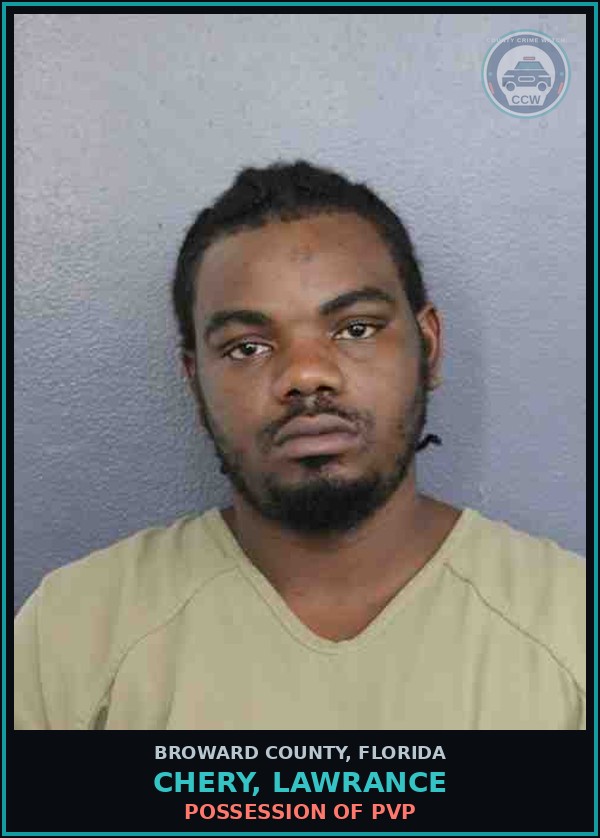 Booking mugshot of CHERY, LAWRANCE in Broward County