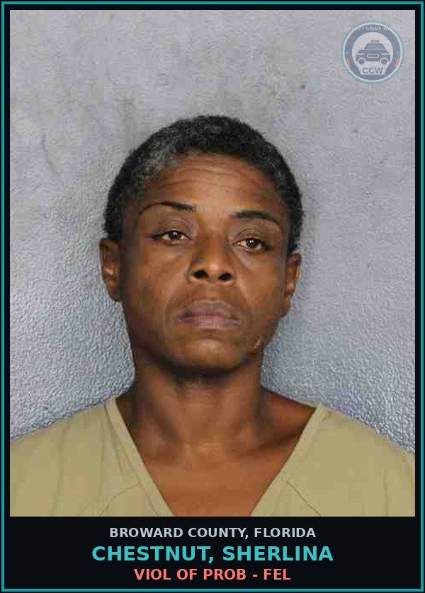 Booking mugshot of CHESTNUT, SHERLINA in Broward County