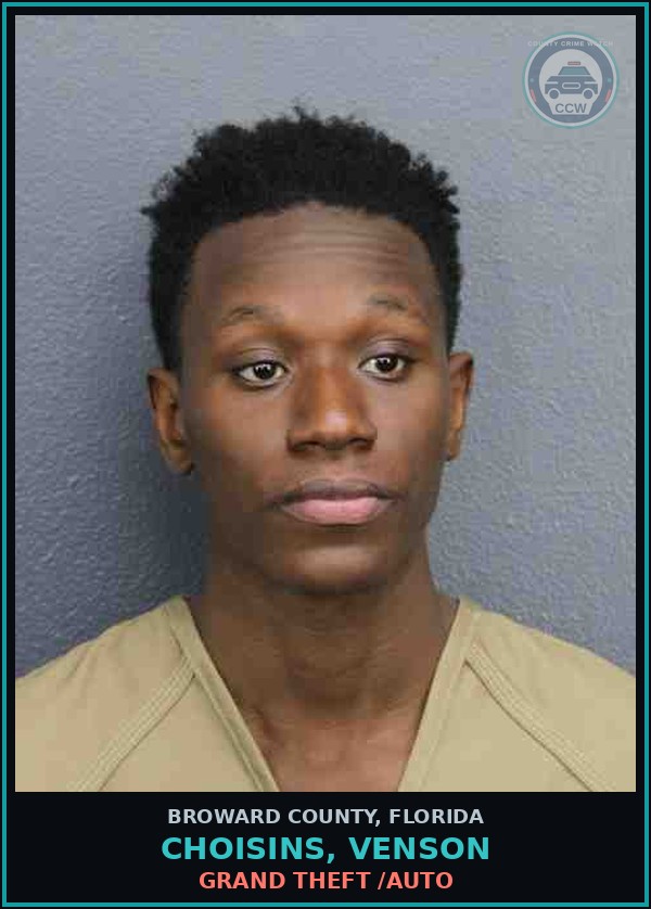 Booking mugshot of CHOISINS, VENSON in Broward County