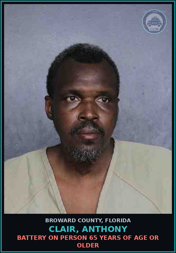 Booking mugshot of CLAIR, ANTHONY in Broward County