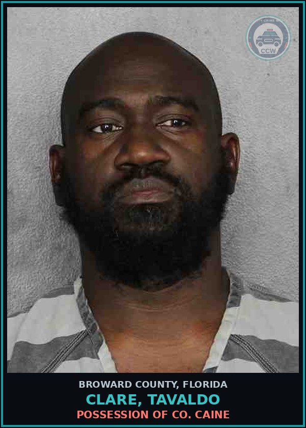 Booking mugshot of CLARE, TAVALDO in Broward County