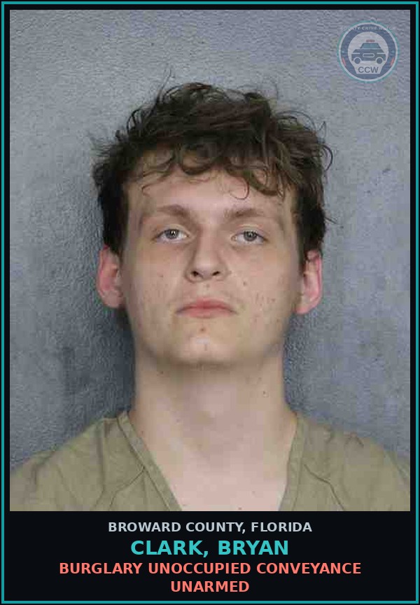 Booking mugshot of CLARK, BRYAN in Broward County