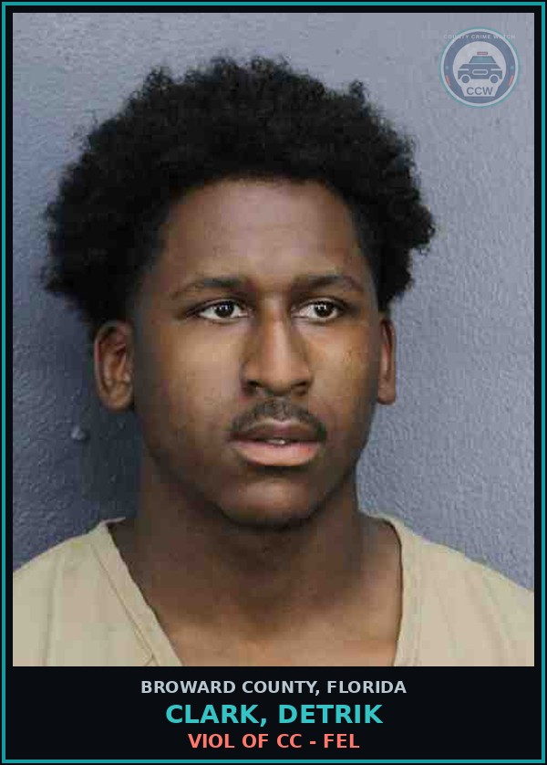 Booking mugshot of CLARK, DETRIK in Broward County