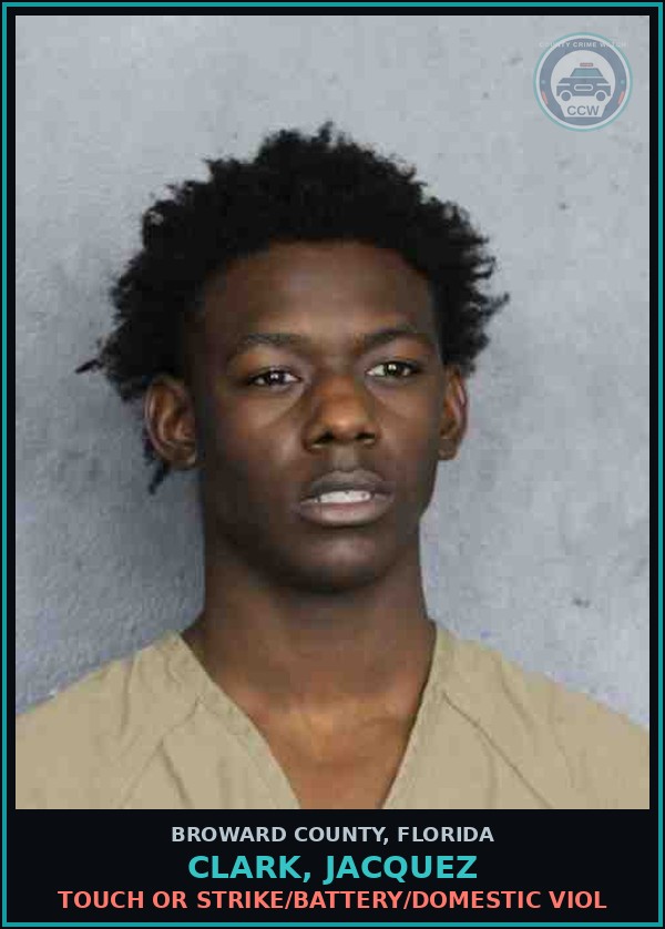 Booking mugshot of CLARK, JACQUEZ in Broward County