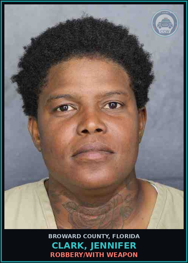 Booking mugshot of CLARK, JENNIFER in Broward County