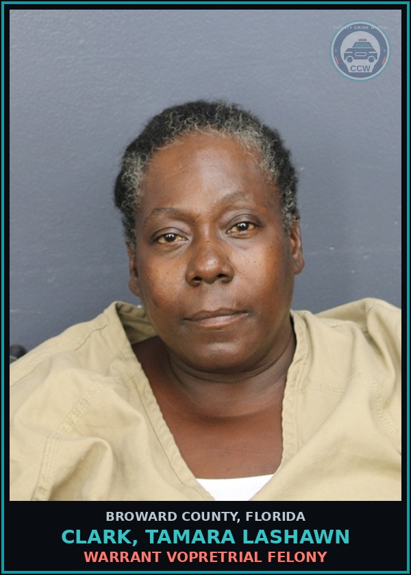 Booking mugshot of CLARK, TAMARA LASHAWN in Broward County