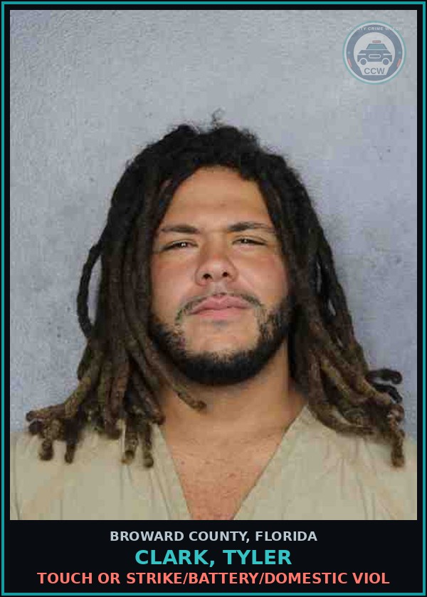 Booking mugshot of CLARK, TYLER in Broward County