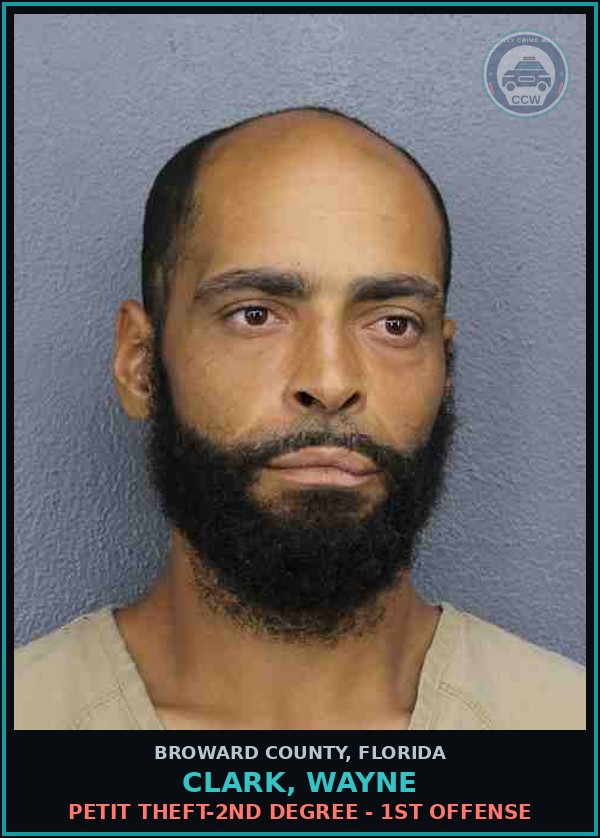 Booking mugshot of CLARK, WAYNE in Broward County