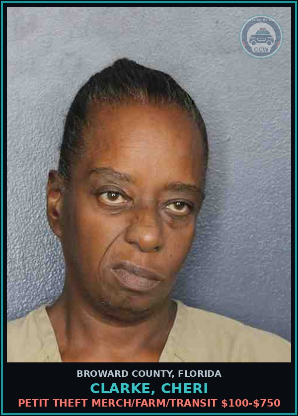 Booking mugshot of CLARKE, CHERI in Broward County