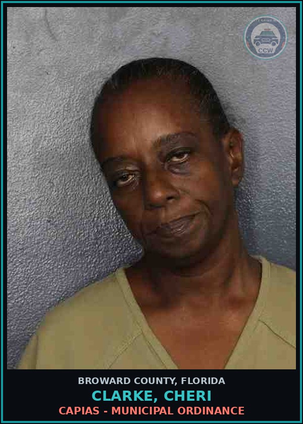 Booking mugshot of CLARKE, CHERI in Broward County