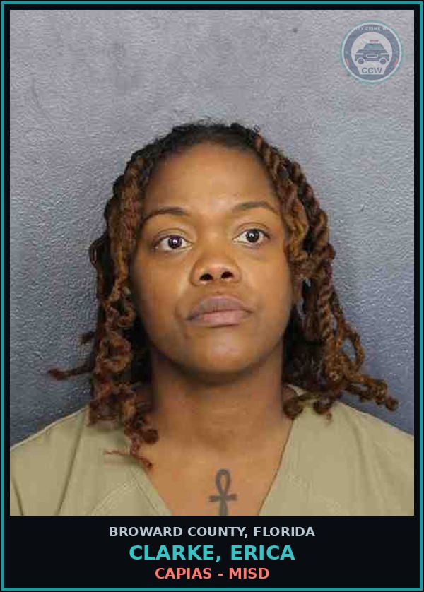 Booking mugshot of CLARKE, ERICA in Broward County