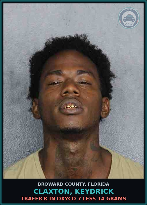 Booking mugshot of CLAXTON, KEYDRICK in Broward County